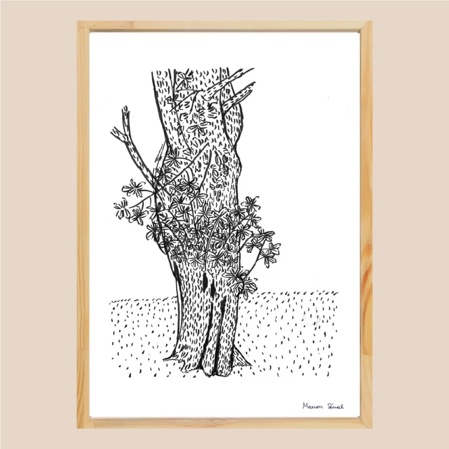 Affiches fait main paysage Buttes Chaumont noir et blanc