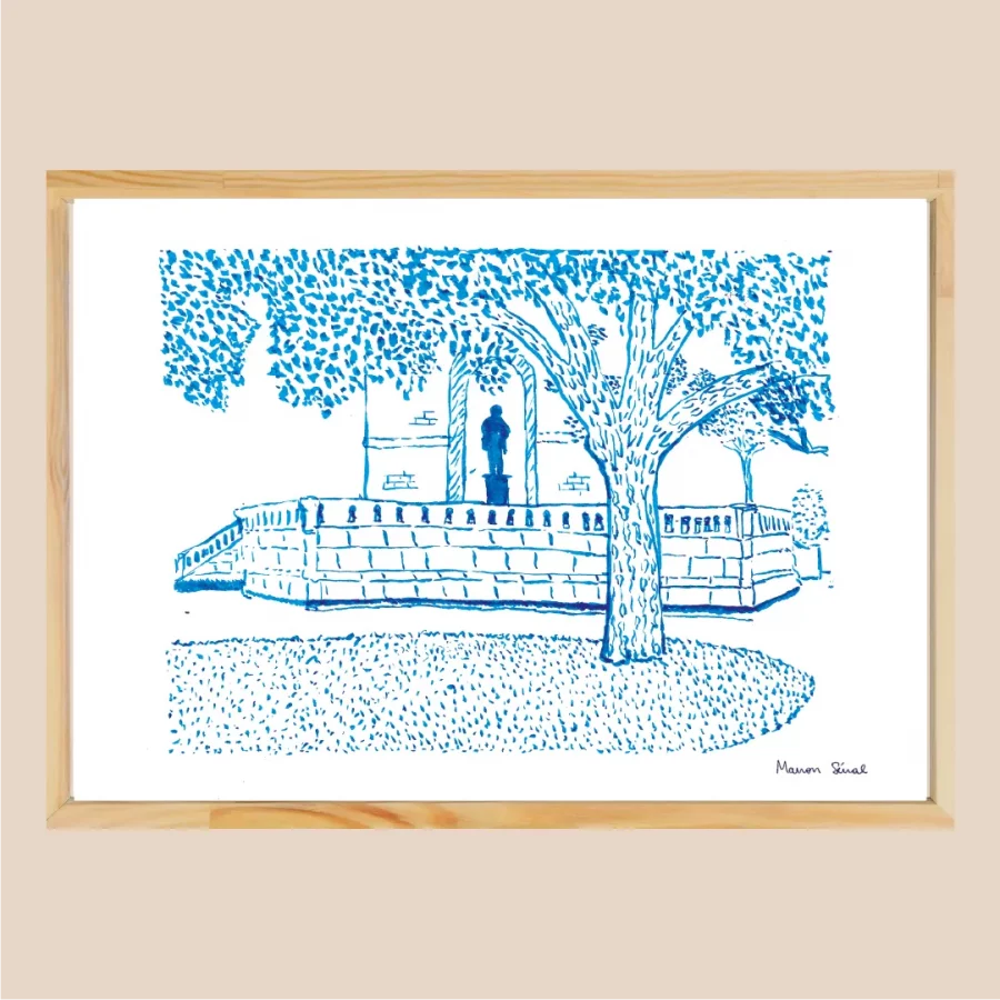 Affiche illustrée au stylo bleu paysage Paris.