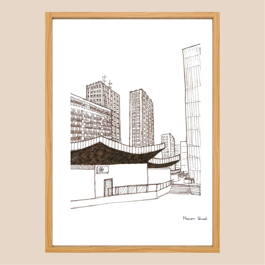 Illustrations traits fins, immeubles parisiens