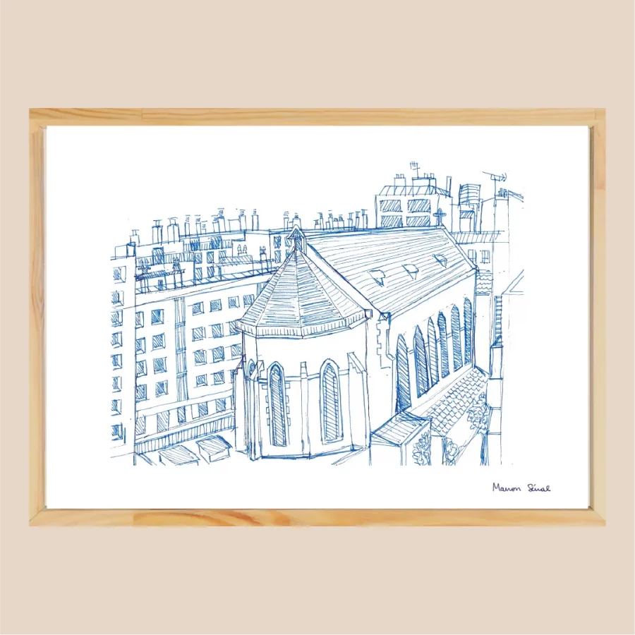 Illustration traits fins facades immeubles parisiens