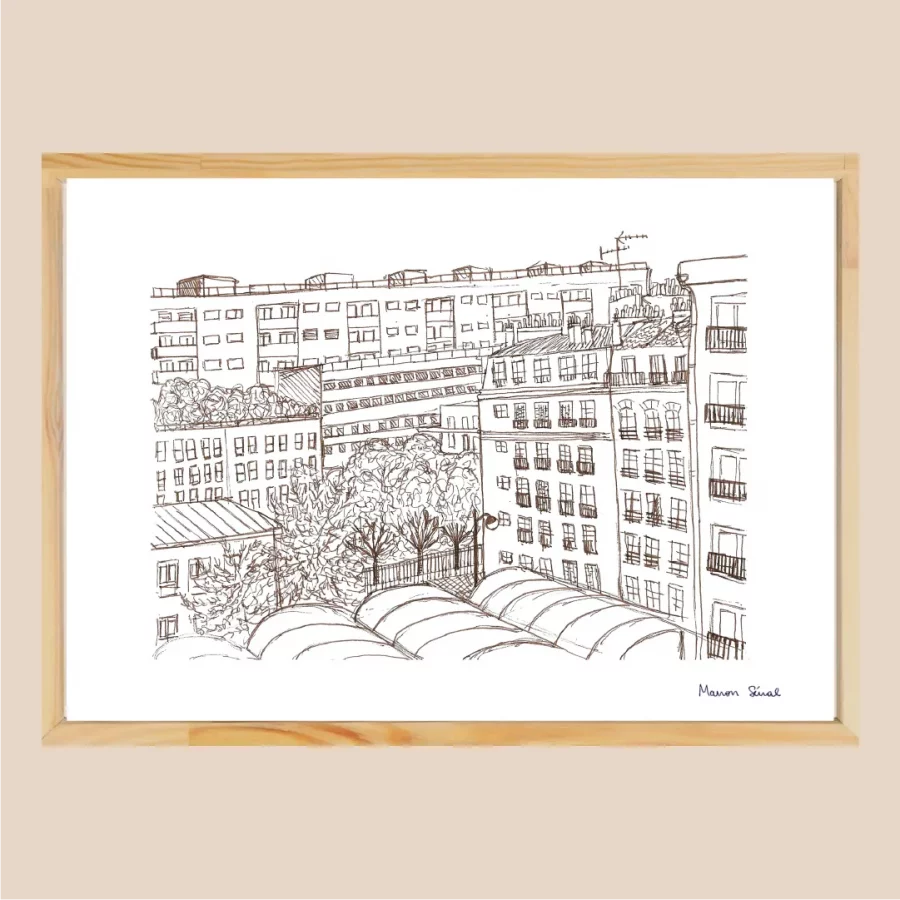 Illustration traits fins facades parisienne