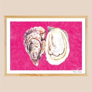 Affiche d'illustration d'huitres fait main