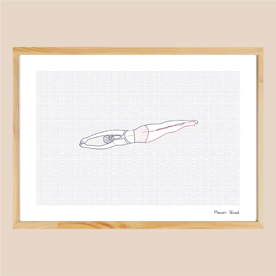 Illustration baigneuse fait main inspirée de la mer