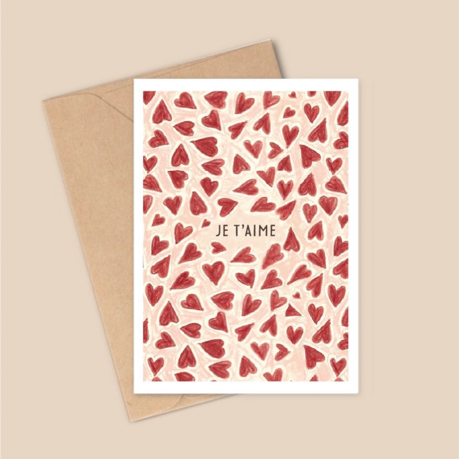 Carte postale A6 - Cœurs Je t’aime