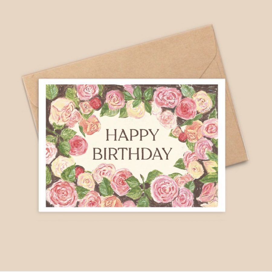 Carte postale A6 - happy birthday les roses