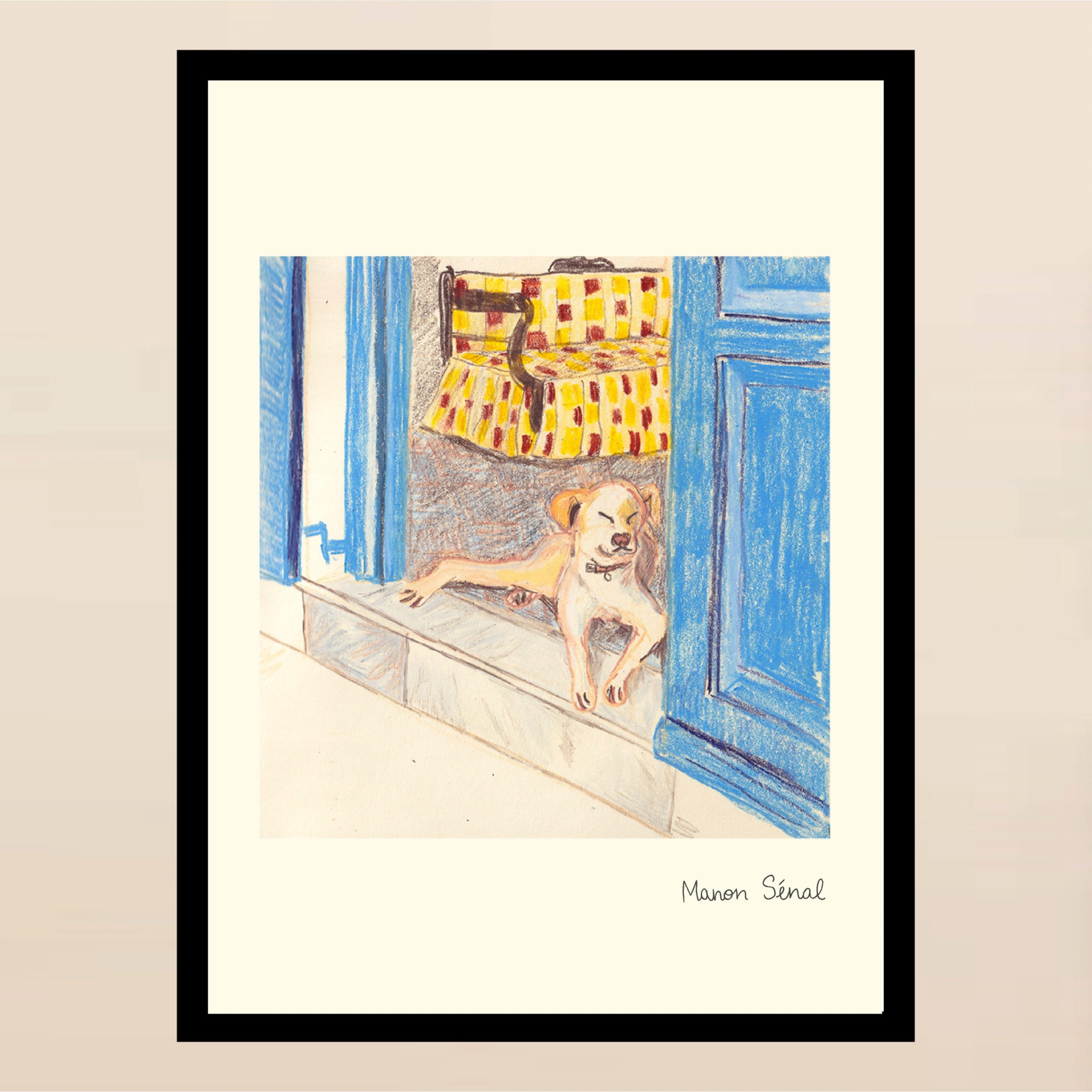 Affiche - Grèce - Chien café