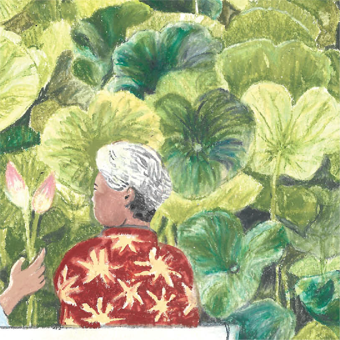 Affiche Mamies Banc Chine lotus – Image 2