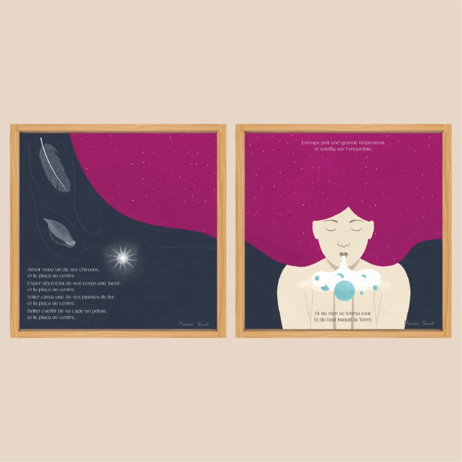 Affiche La Nymphe - Cheveux roses - décoration chambre d’enfant